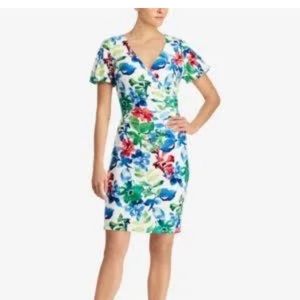 Lauren Ralph Lauren Surplice Stretch Dress floral size 12 NWT